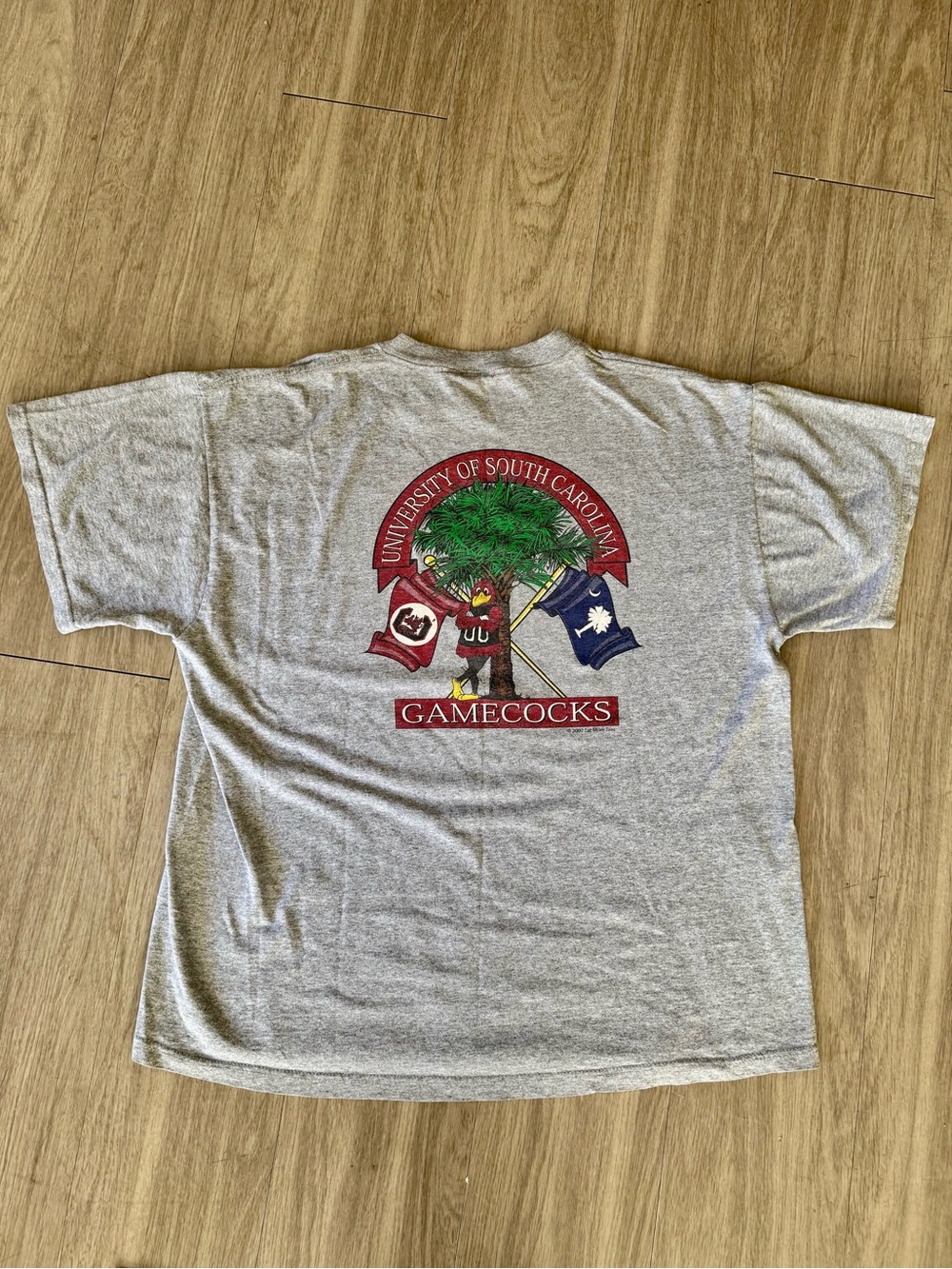 Vintage 2002 South Carolina Gamecocks Eat More Tees Gray Graphic Tailgate Tshirt - Picture 3 of 5